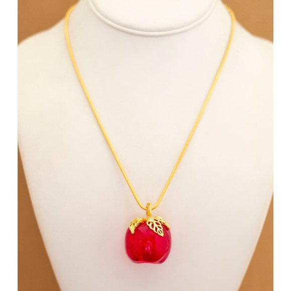 Vintage Intricate Apple Gold Tone Necklace 18 inch - U15 - Picture 2 of 3